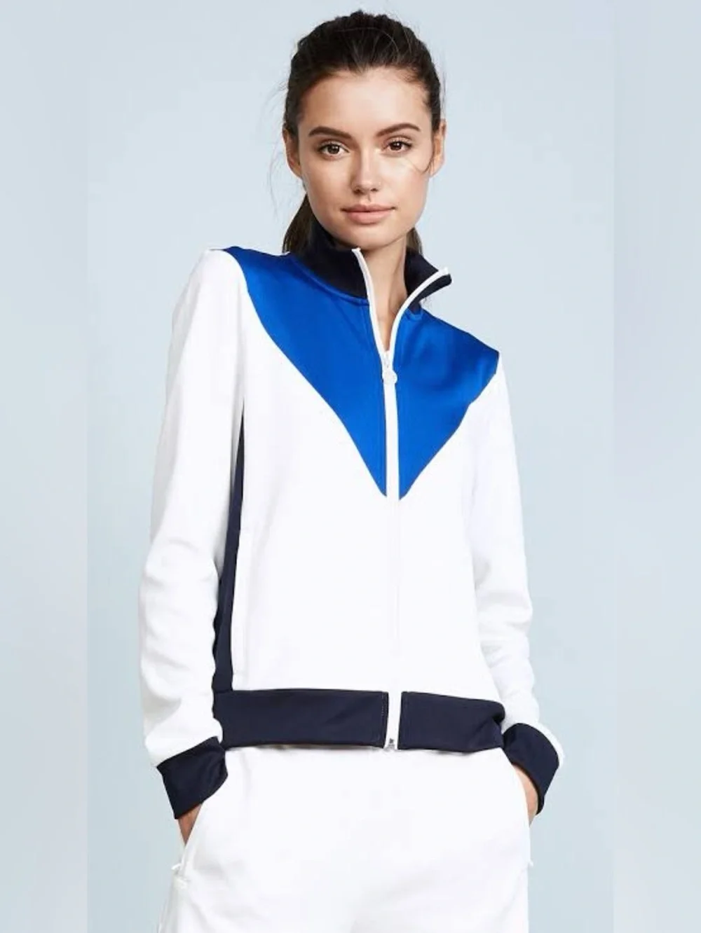 Tory Burch White & Royal Blue Women's Track Jacket NWOT